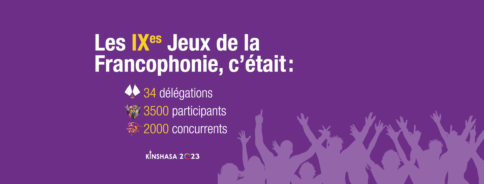 Chiffres clés des IXes Jeux de la Francophonie : nombre de délégations participantes et total des participants issus de l’espace francophone.