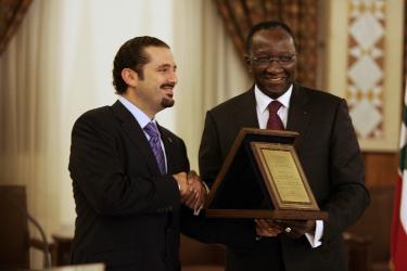 Ousmane Paye, Conseiller spécial du Secrétaire général reçoit en son nom un témoignage de reconnaissance du Liban