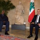 Le Président libanais Michel Sleimane reçoit le Secrétaire général de la Francophonie au Palais présidentiel de Baabda, à Beyrouth, au lendemain de la cérémonie d'ouverture de la 6ème édition des jeux de la francophonie2009.Crédit Photo © Patrick Lagic