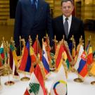 Le Premier ministre Fouad Siniora et le Secrétaire général de laFrancophonie Abdou Diouf au Grand Sérail, à Beyrouth le 28 septembre 2009 au lendemain de la cérémonie d'ouverture de la 6ème édition des Jeux de la FrancophonieCrédit Photo © Patrick Lagic