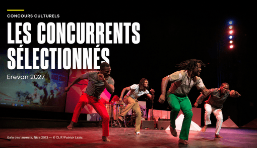 Concours culturels : les concurrents sélectionnés pour Erevan 2027. Quatre danseurs sur scène.