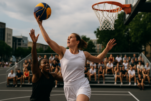 Basketteuses prêtes à concourir au tournoi de basket-ball 3x3 des Jeux de la Francophonie 2027 à Erevan, sous la supervision d’un délégué technique de la FIBA.